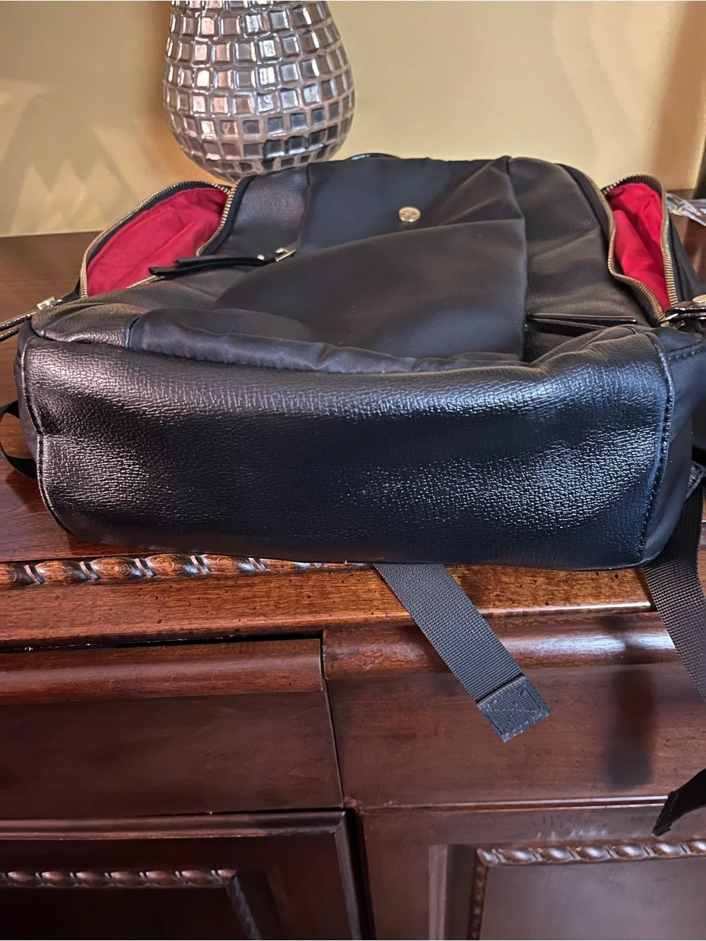 Travanti Nylon and Faux Leather Backpack